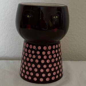 Target Opalhouse Stoneware Planter Pot Very Dark Brown Pink Dots 6 inches NWT